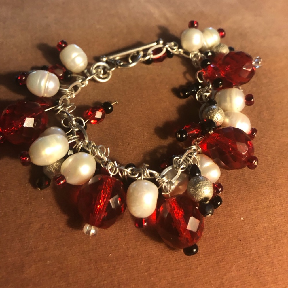 Freshwater Pearl & Austrian Crystal Cluster Bracelet - 789 $50 or $45 w/offer